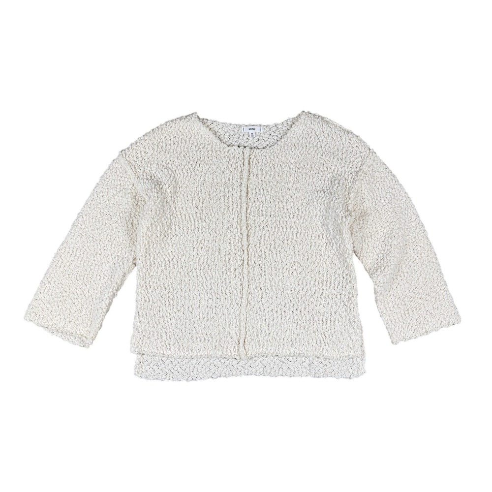 Mine Women's Boucle Knit Sweater White Medium Minimalist Quiet Luxury Pullover
